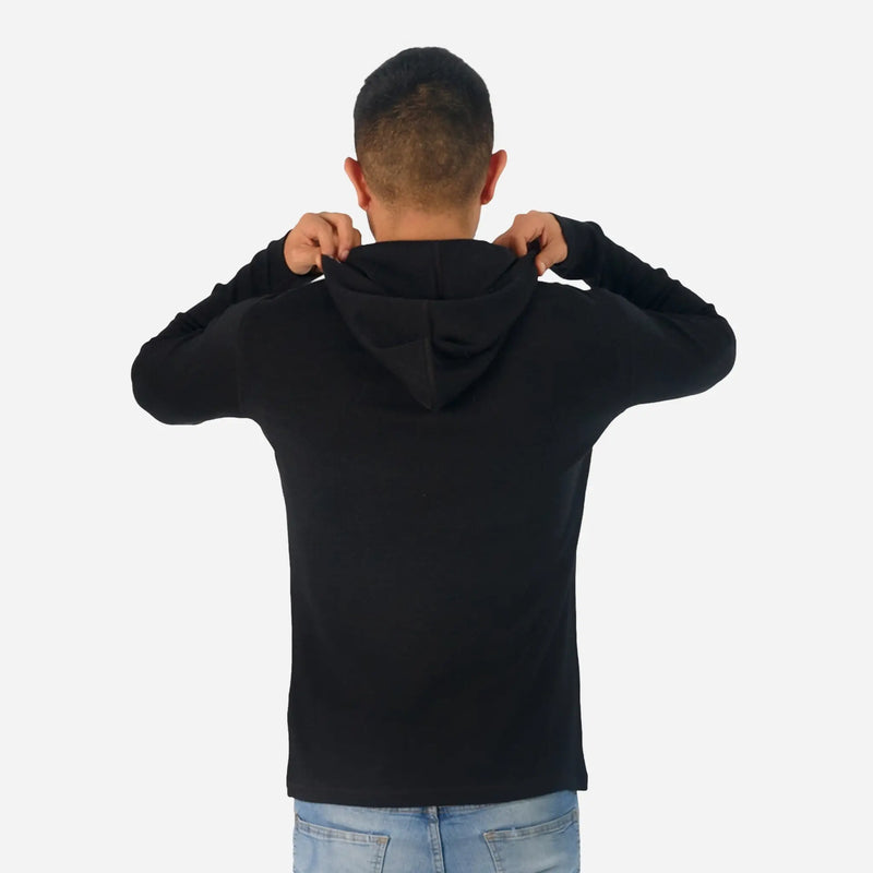 Men's Alpaca Wool Pullover Hoodie color black