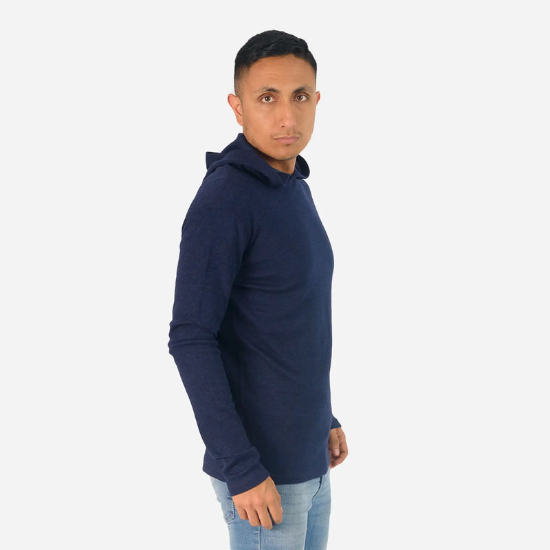 Men's Alpaca Wool Pullover Hoodie color navy blue