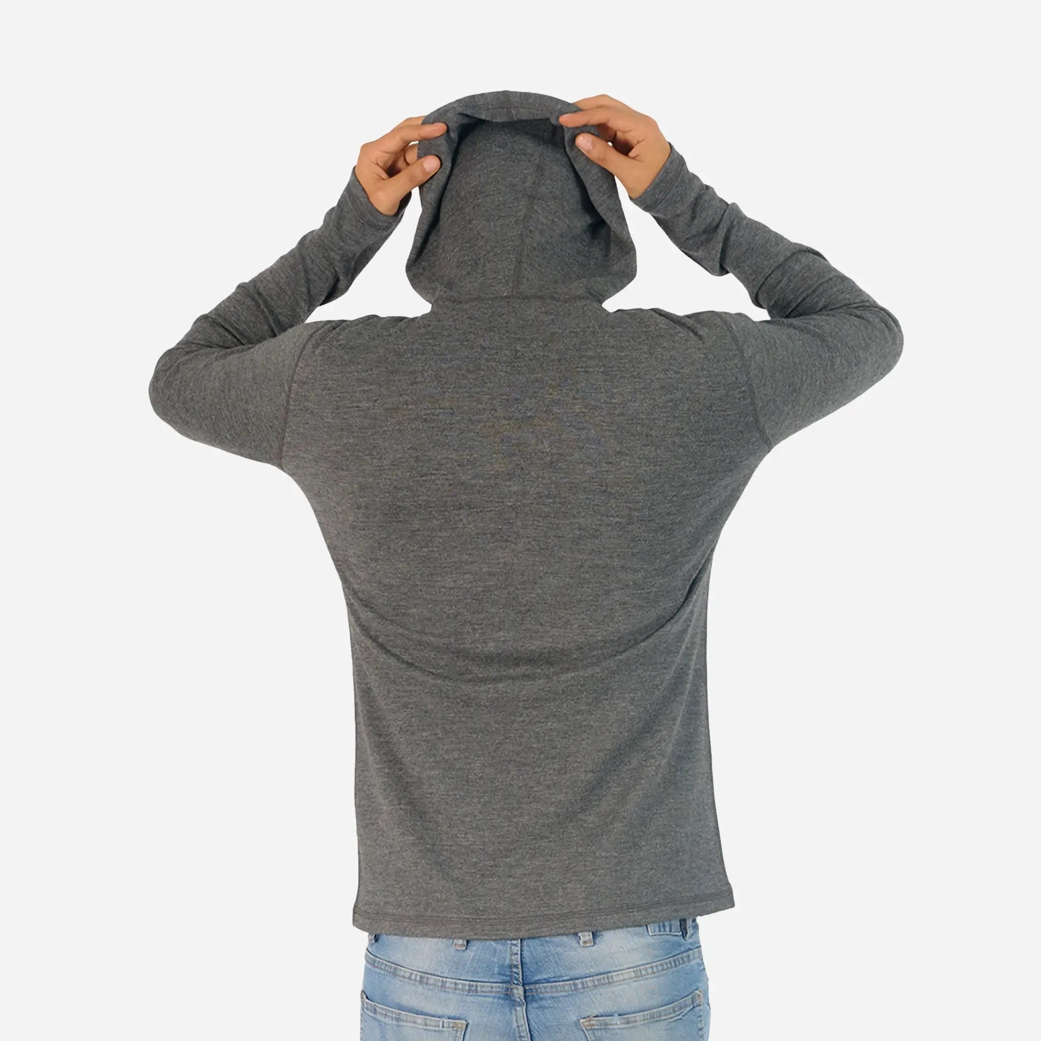 High Performance Mens Alpaca Wool Pullover Hoodie 300 Lightweight color gray