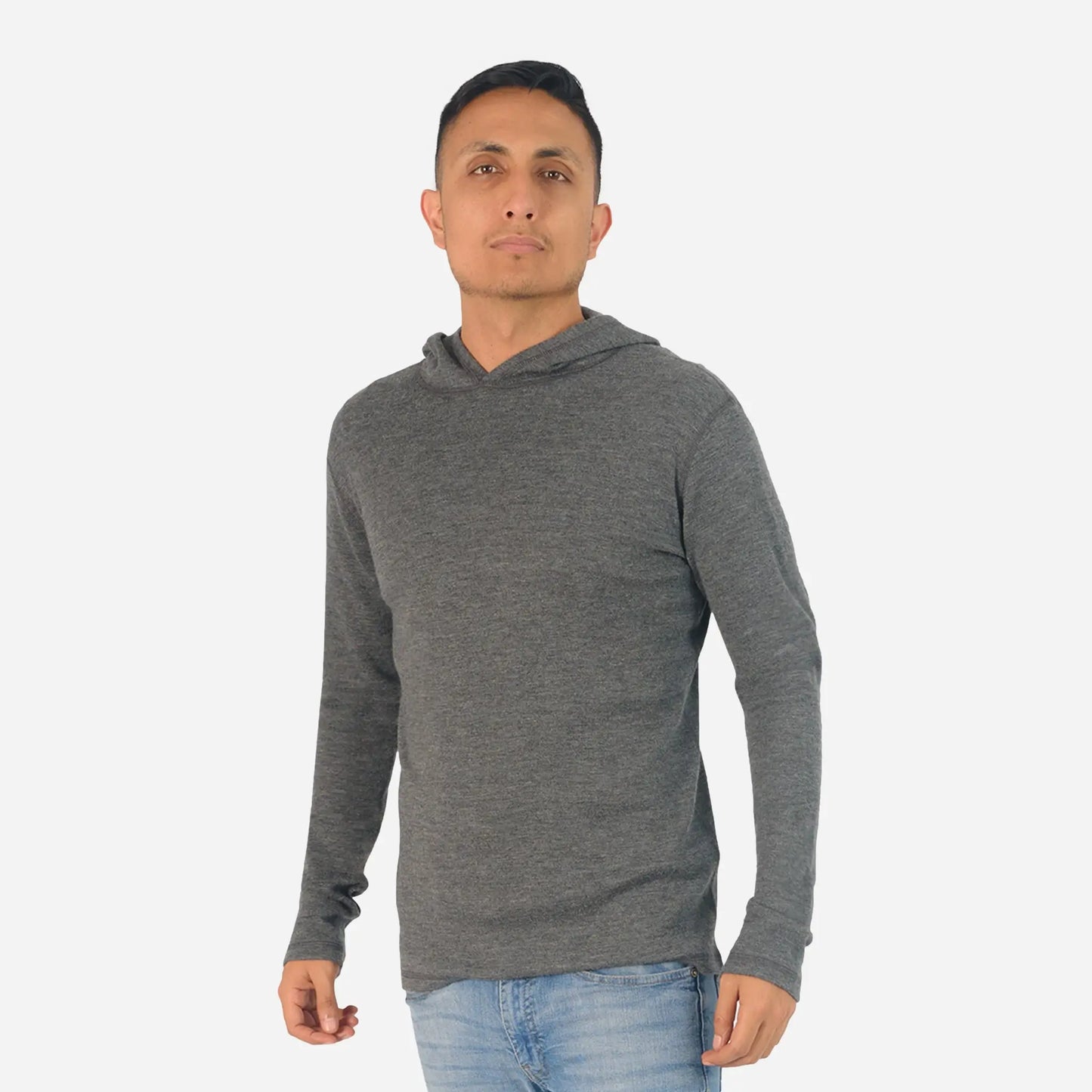 Ecological Mens Alpaca Wool Pullover Hoodie 300 Lightweight color gray