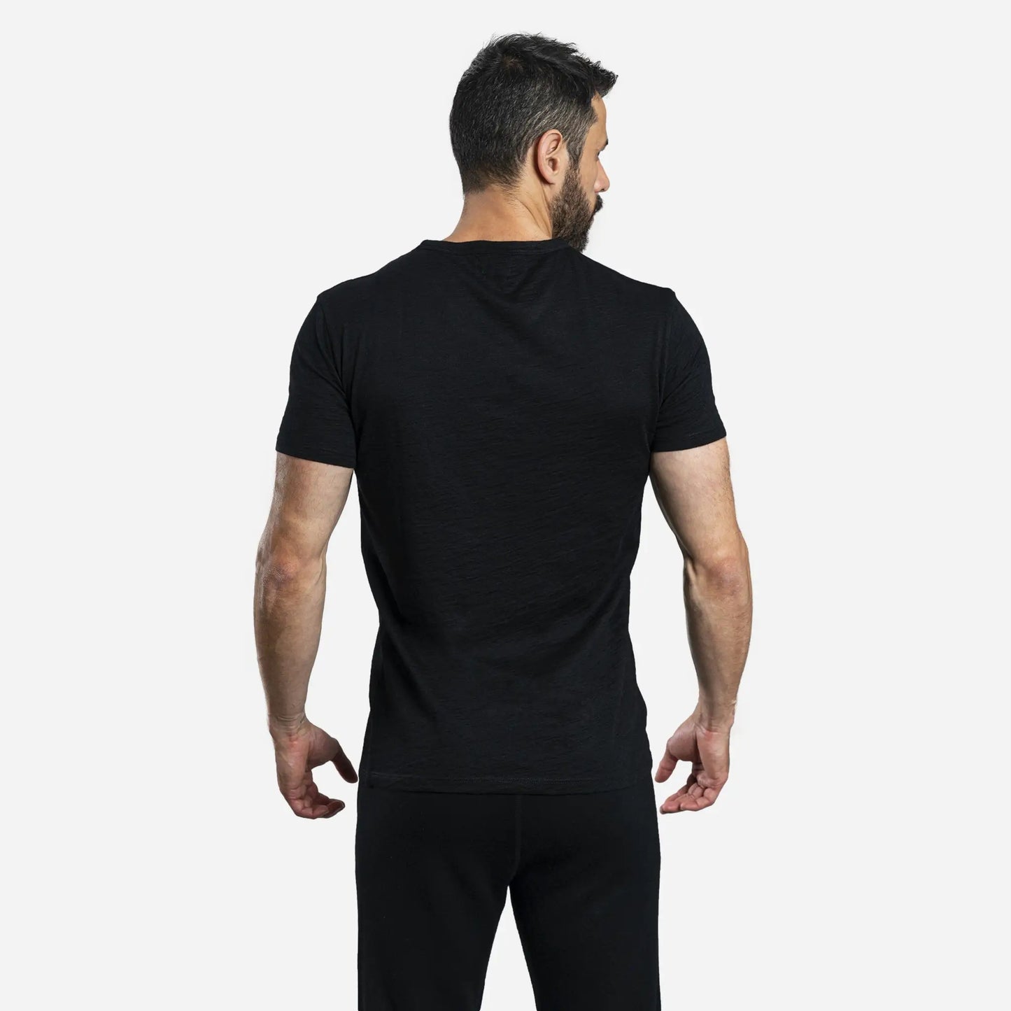 mens sustainable vneck tshirt color black