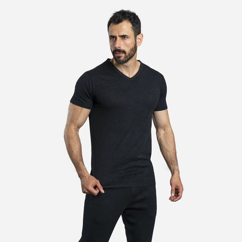 Men's Alpaca Wool Shirt: 160 Ultralight V-Neck