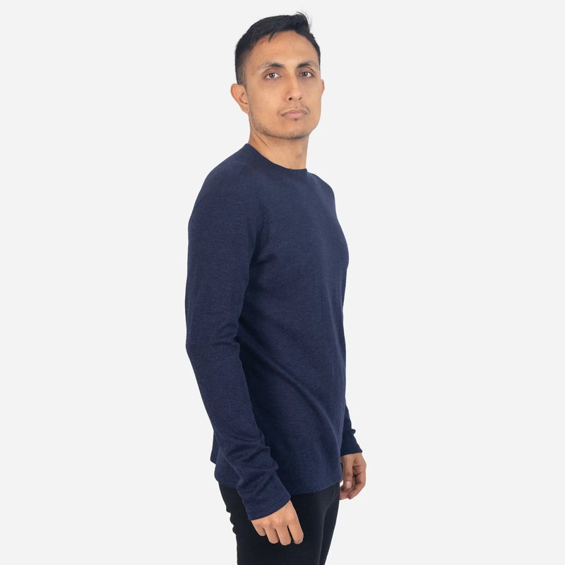 Single Origin Mens Alpaca Wool Sweater 300 Lightweight color navy blue