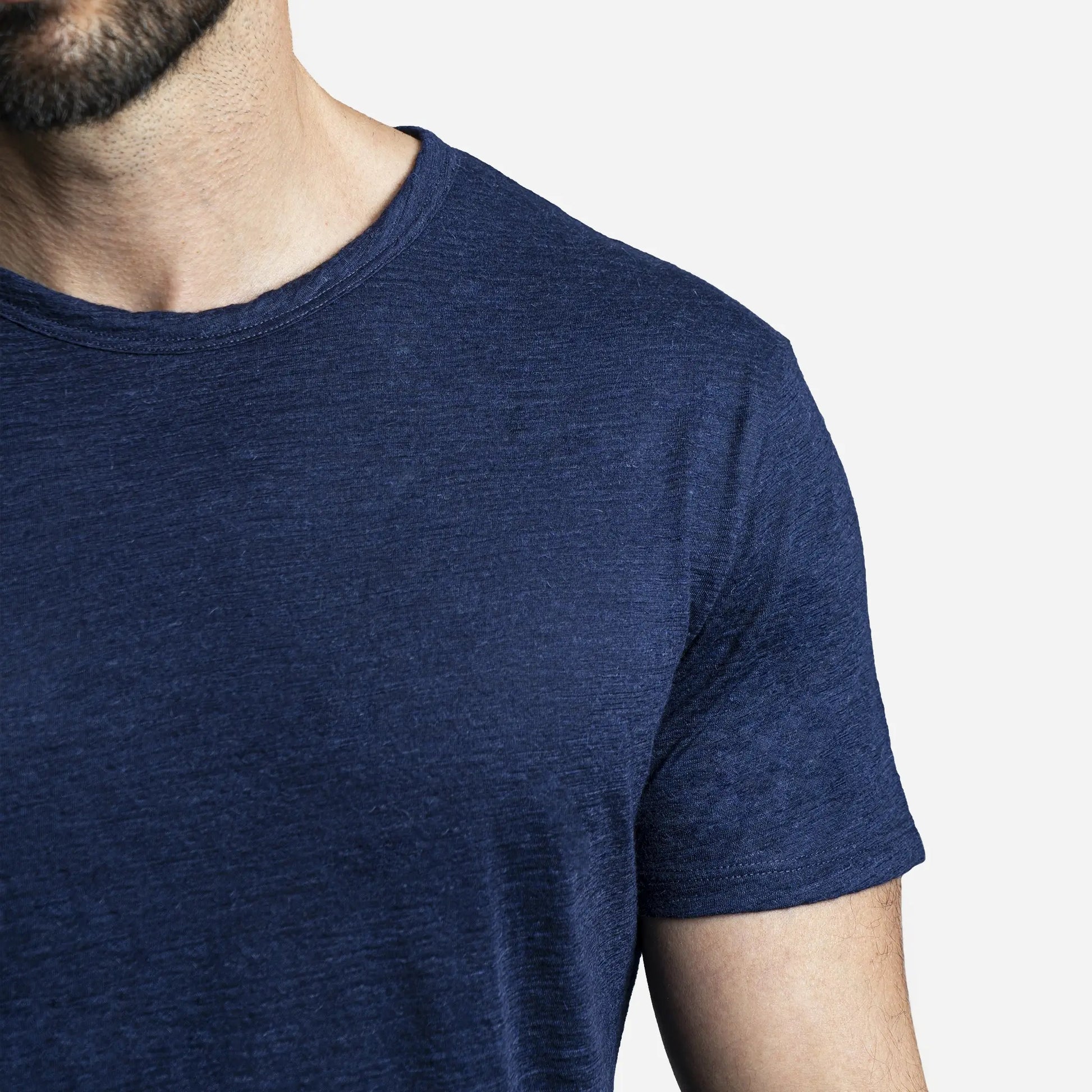 Men's Alpaca Wool T-Shirt: 160 Ultralight Crew Neck color Navy Blue