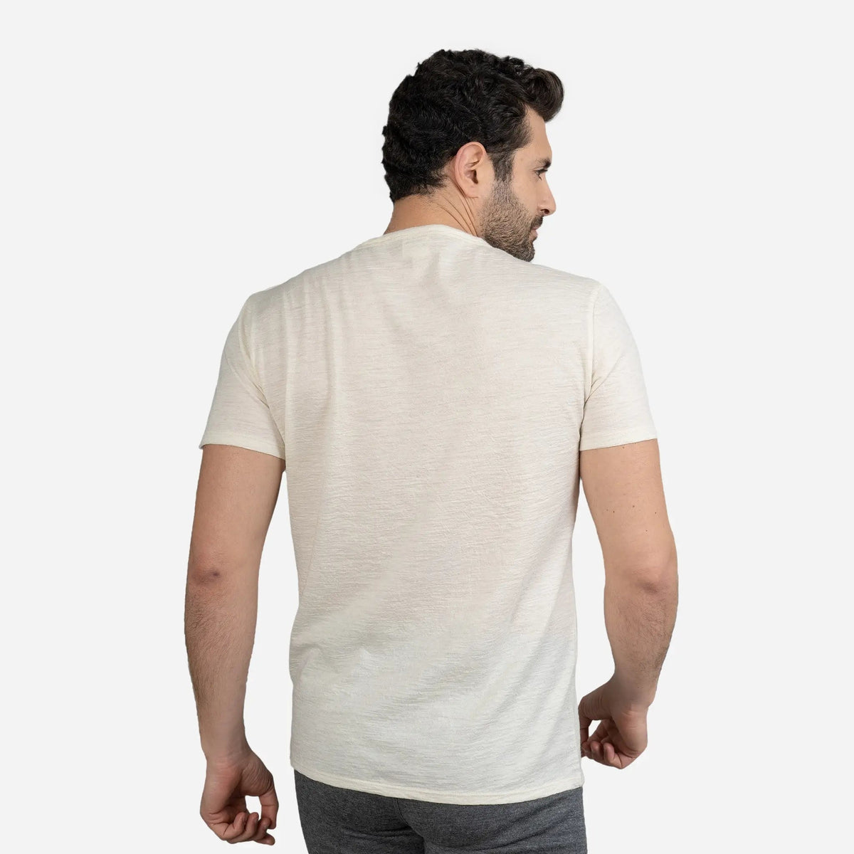 Men's Alpaca Wool T-Shirt: 160 Ultralight Crew Neck color undyed