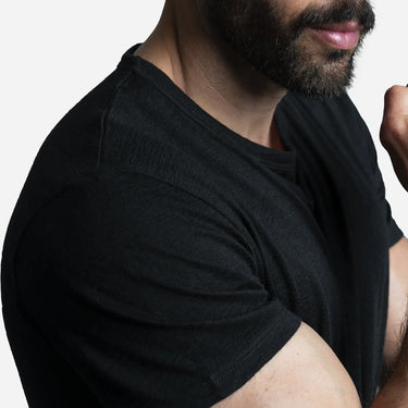 Men's Alpaca Wool T-Shirt: 160 Ultralight Crew Neck color Black