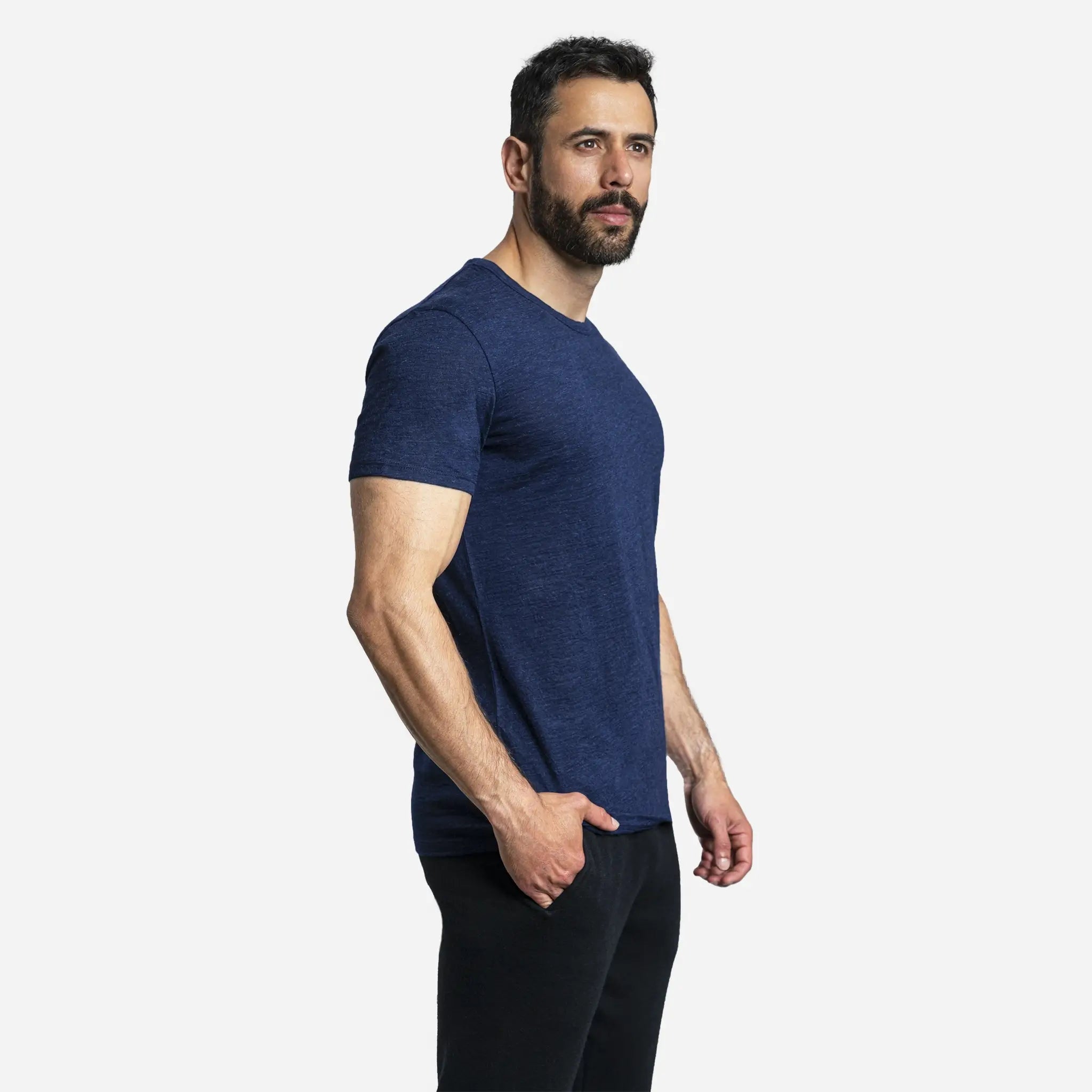 mens best hiking tshirt crew neck color navy blue