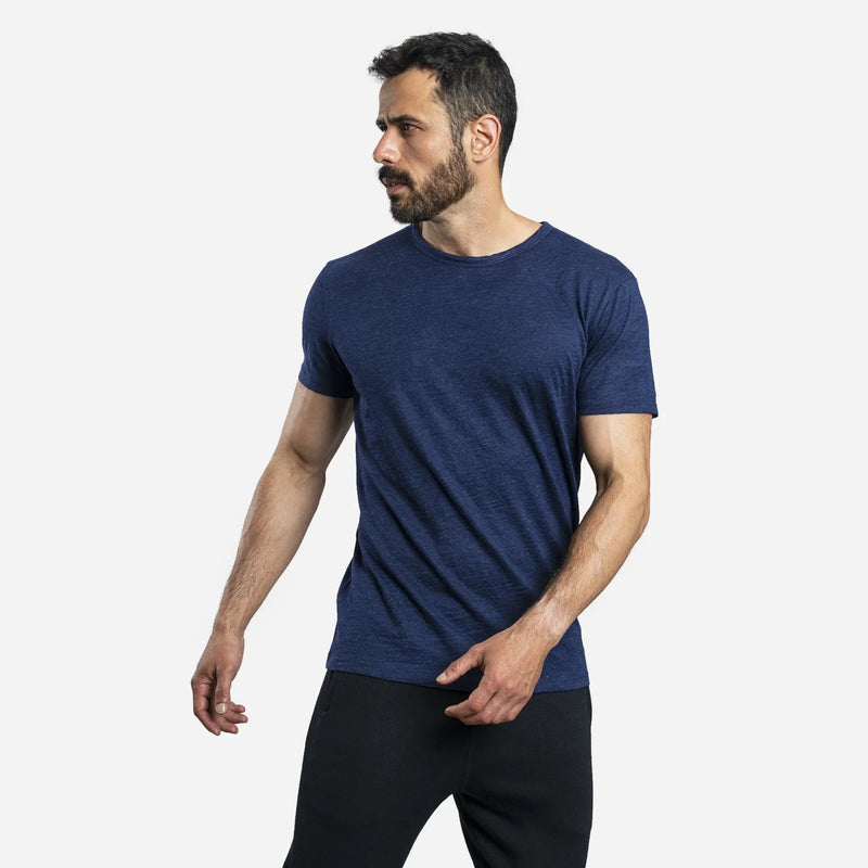 mens ecological tshirt crew neck color navy blue