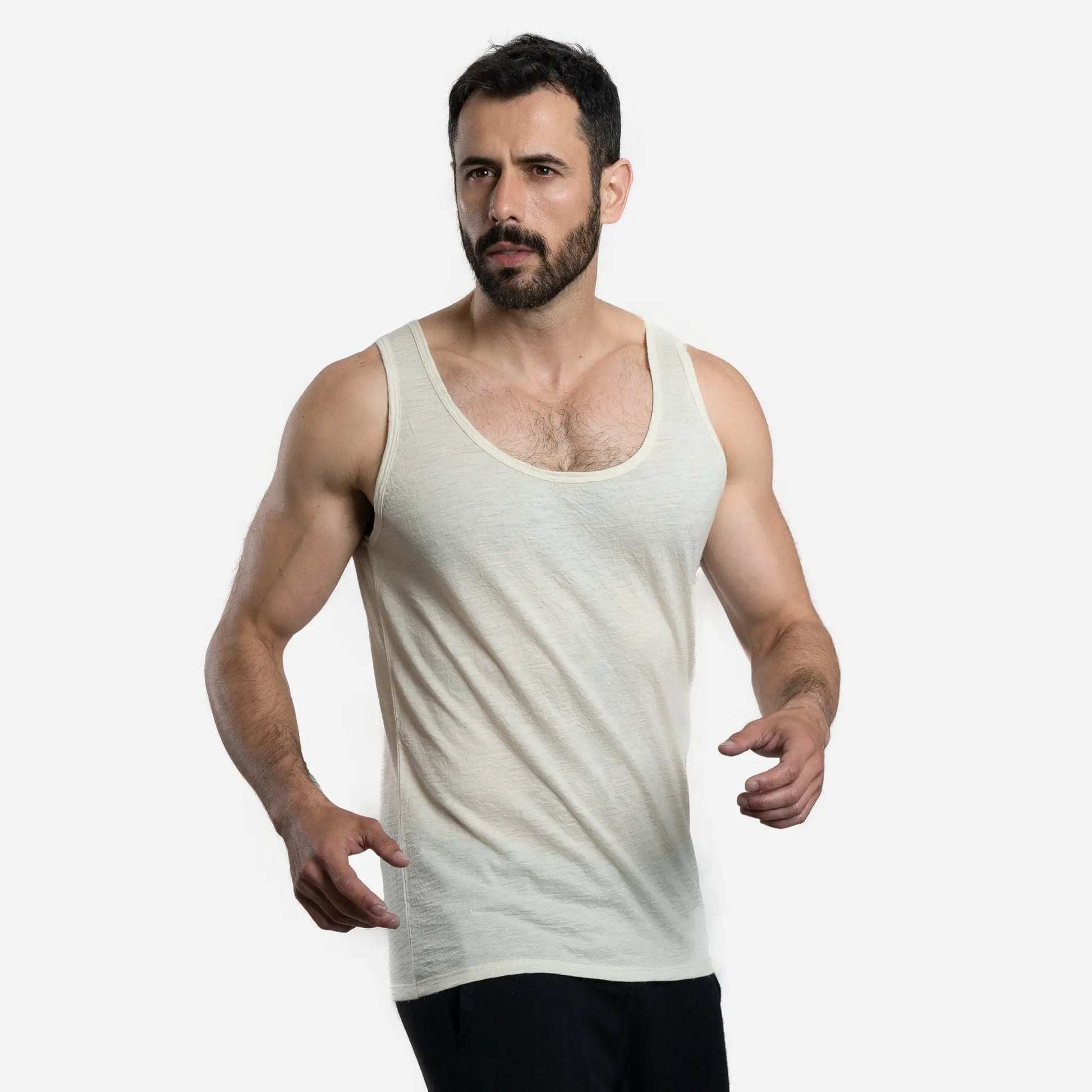 Perfect Travel Mens Alpaca Wool Tank Top 160 Ultralight color Undyed