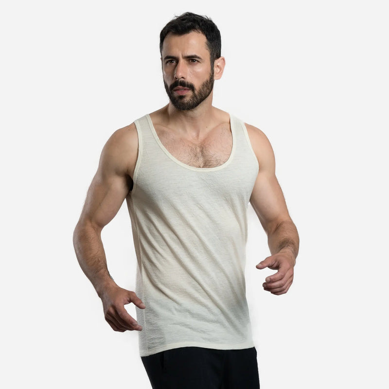 mens functional tank top ultralight color natural white