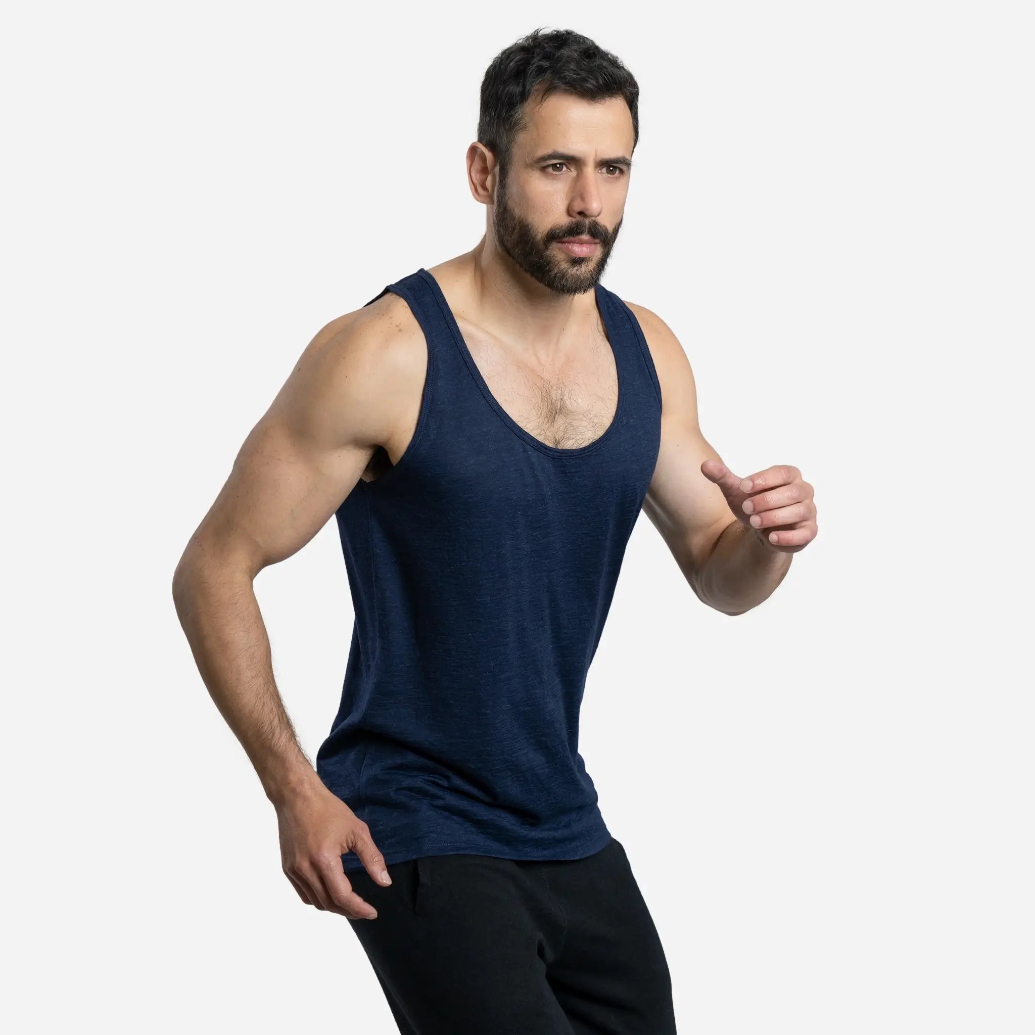 Perfect Travel Mens Alpaca Wool Tank Top 160 Ultralight color navy blue