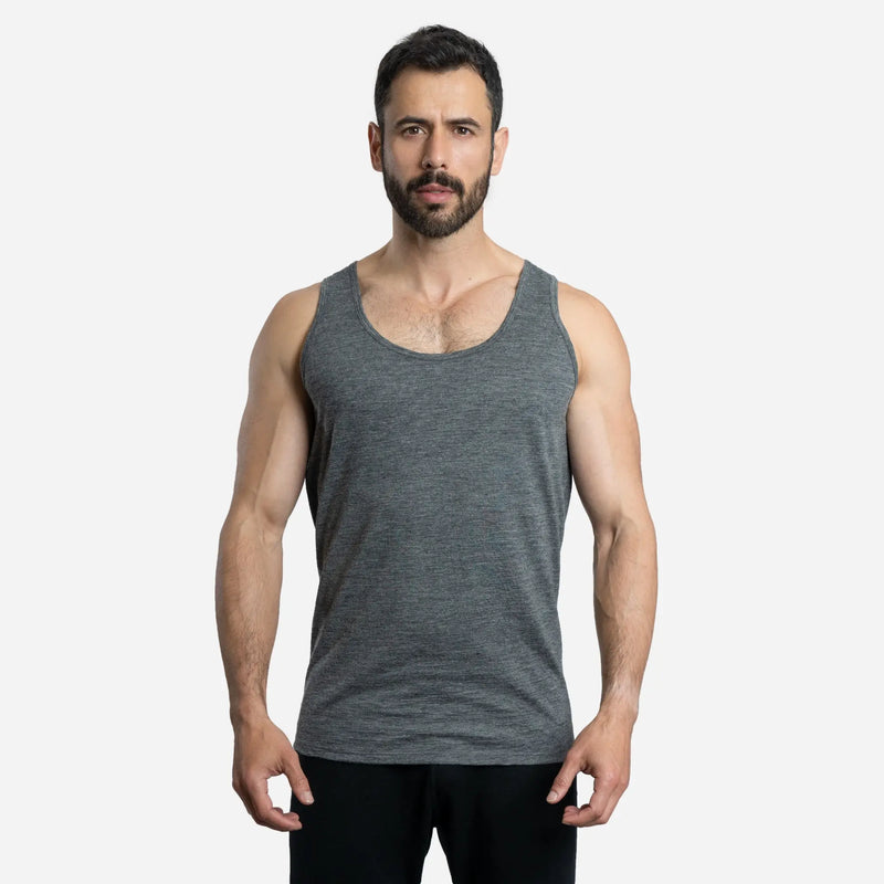 Eco Friendly Mens Alpaca Wool Tank Top 160 Ultralight color gray