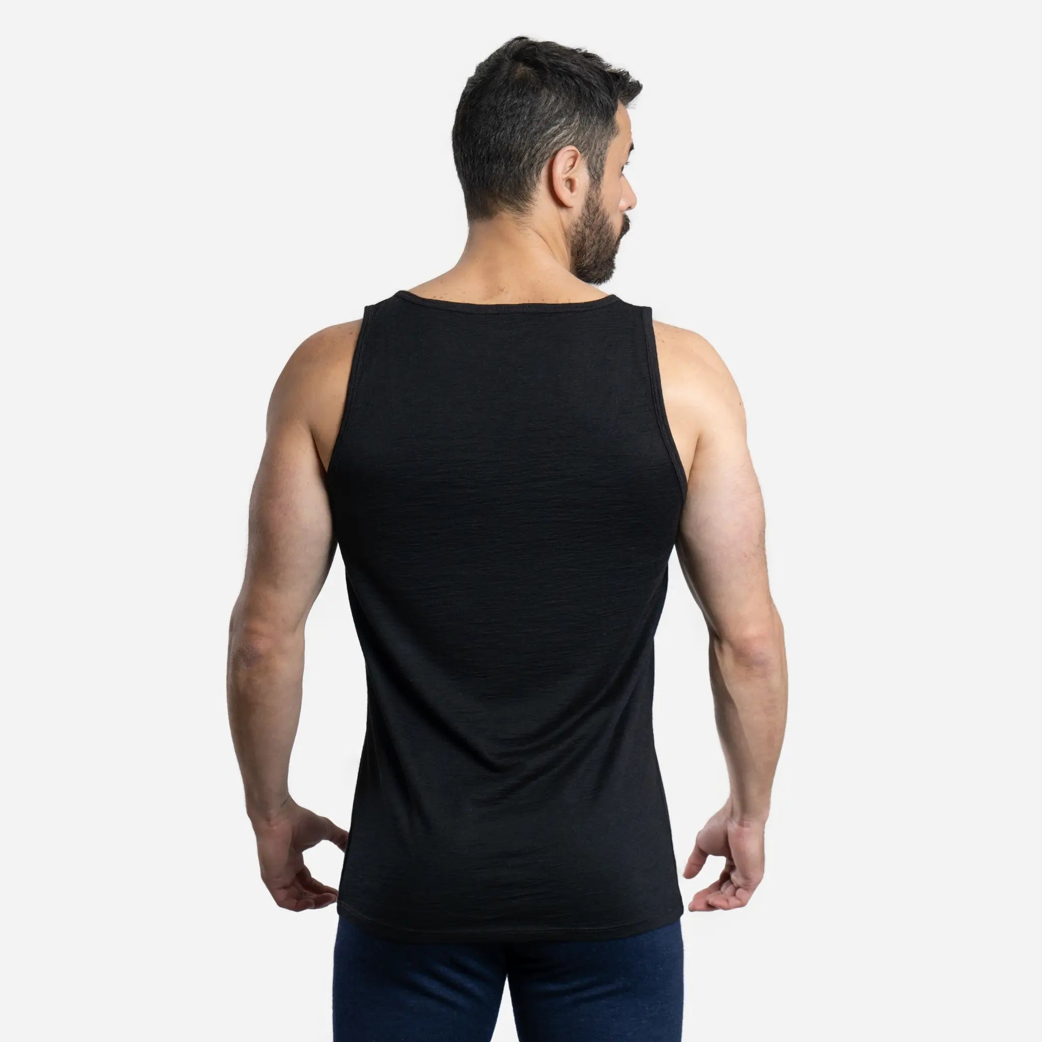 Any Activity Mens Alpaca Wool Tank Top 160 Ultralight color black