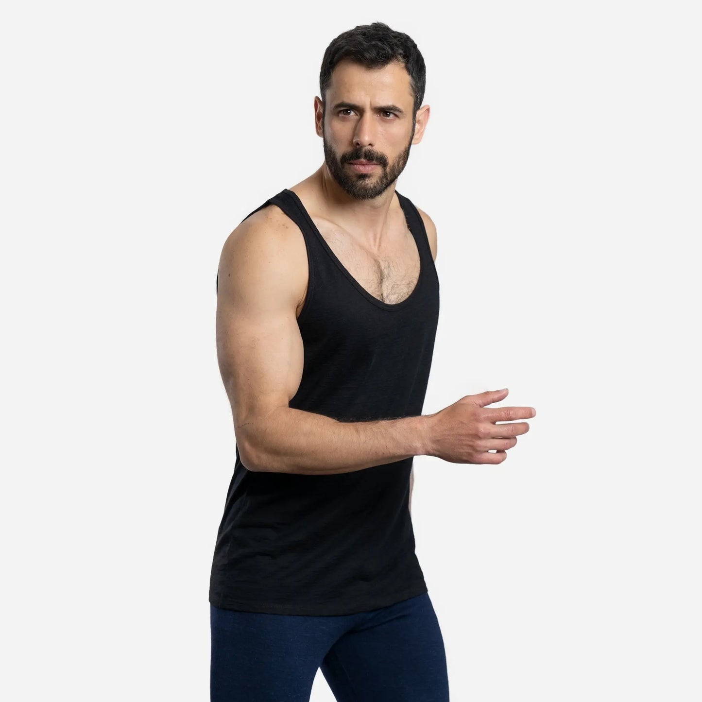 mens sustainable tank top ultralight color black