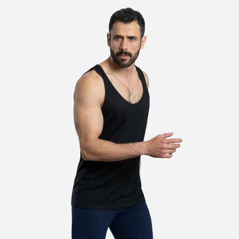 Adventure Mens Alpaca Wool Tank Top 160 Ultralight color black