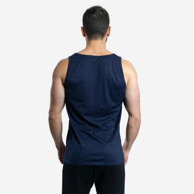 Sustainable Mens Alpaca Wool Tank Top 160 Ultralight color navy blue