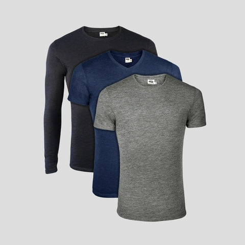 Mix 3 Pack - Men's Alpaca Wool Shirts: 160 Ultralight Crew Neck, V-Neck & Long Sleeve