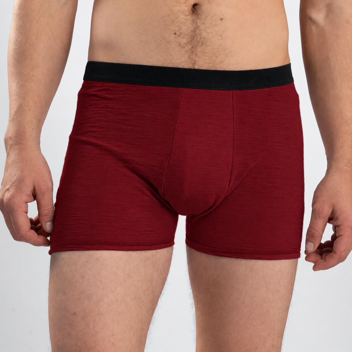 Men's Alpaca Wool Boxer Briefs: 160 Ultralight color natural maroon