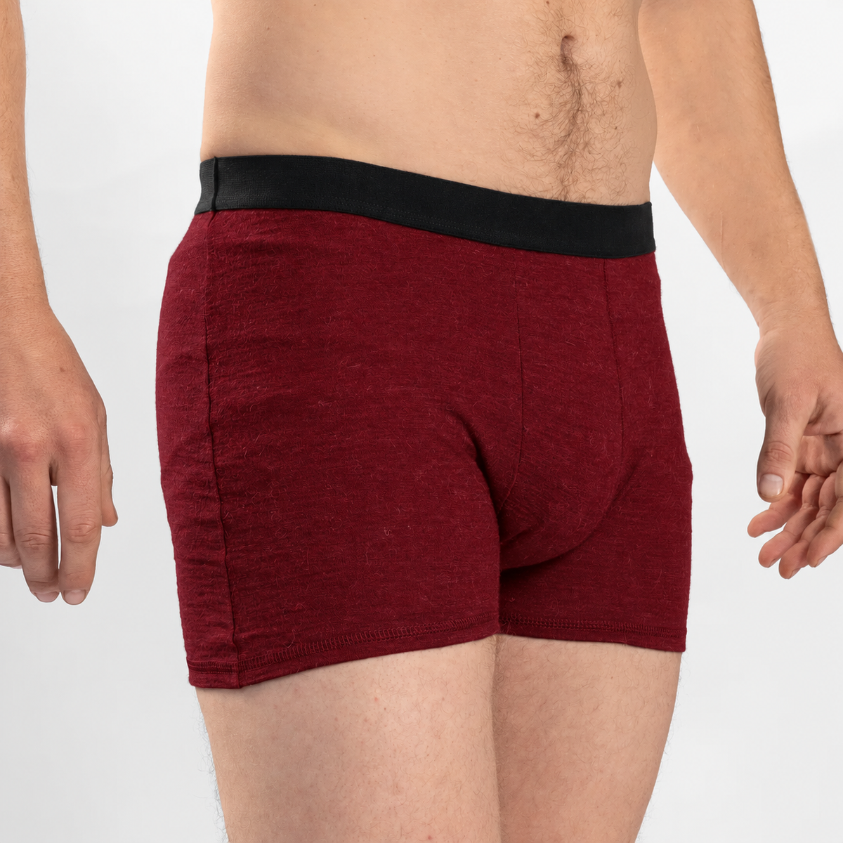 Men's Alpaca Wool Boxer Briefs: 160 Ultralight color natural maroon