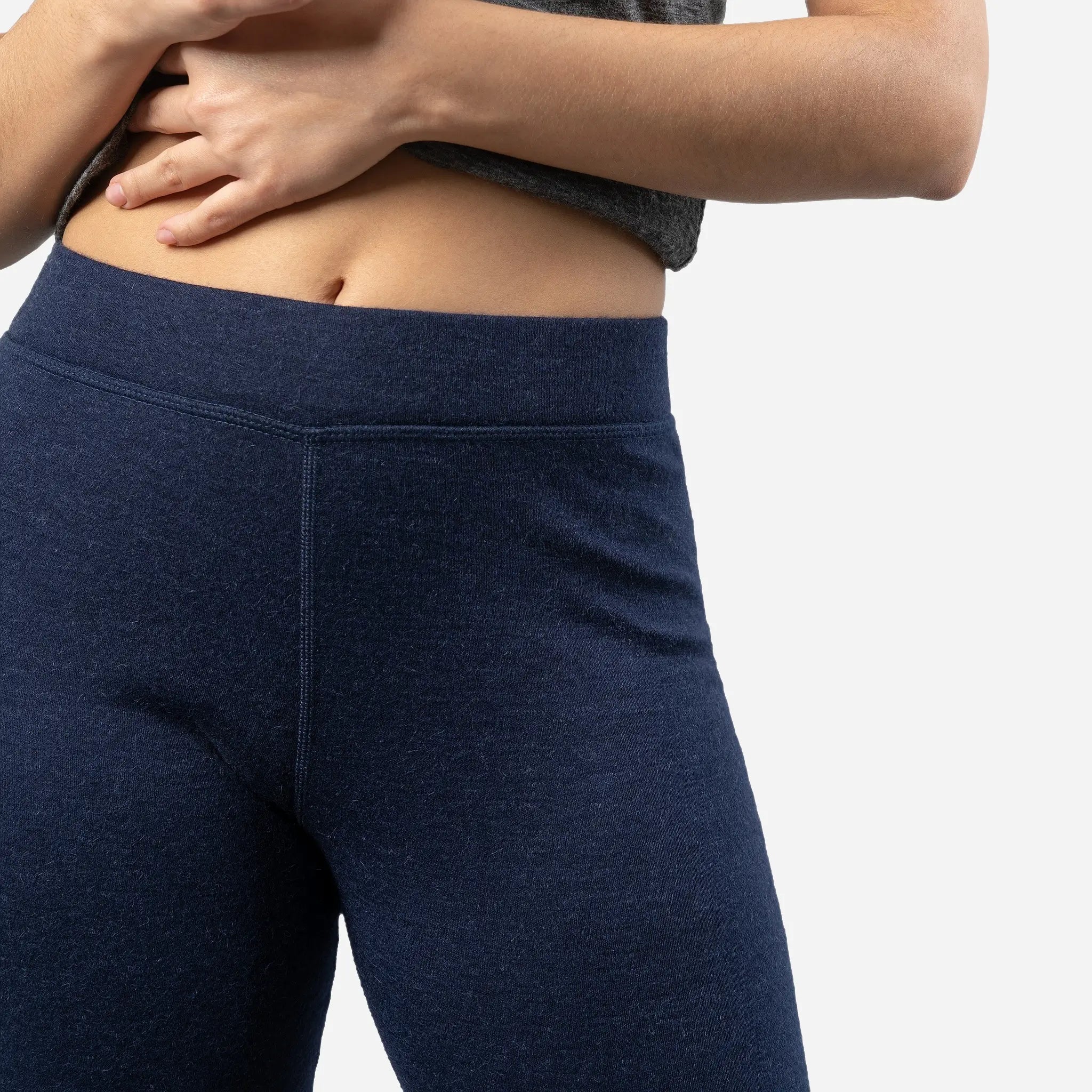 Sweat Wicking Womens Alpaca Wool Leggings 300 Lightweight color navy blue