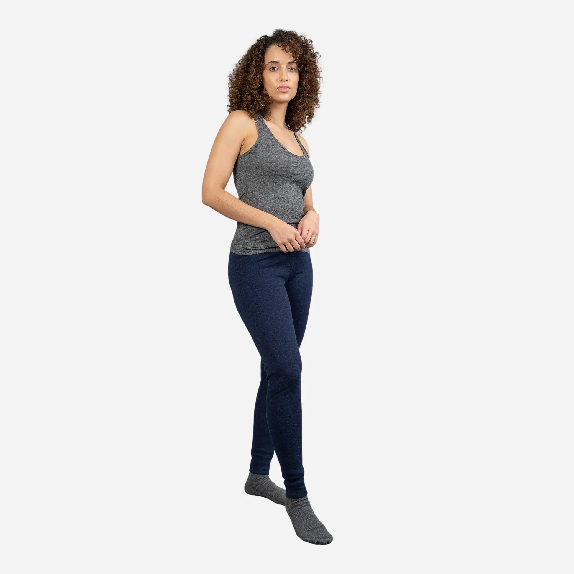 Outdoor Clothing Womens Alpaca Wool Leggings 300 Lightweight color navy blue