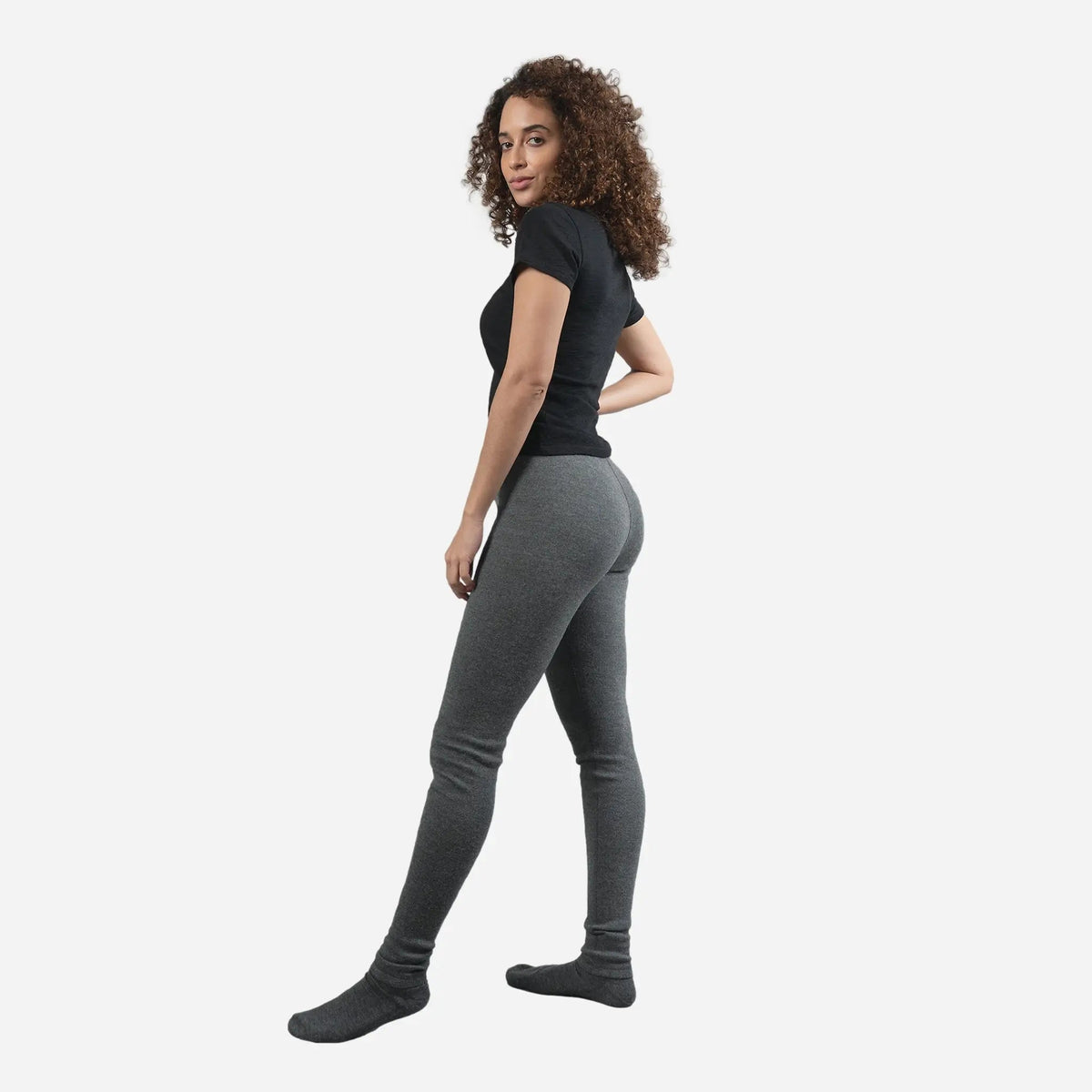 Women's Alpaca Wool Leggings: 420 Midweight color gray