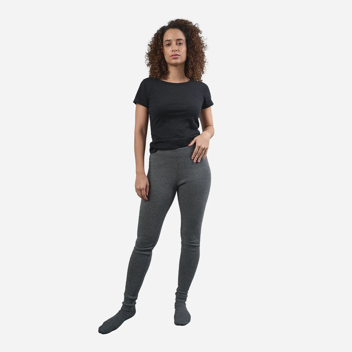 Women's Alpaca Wool Leggings: 420 Midweight color gray
