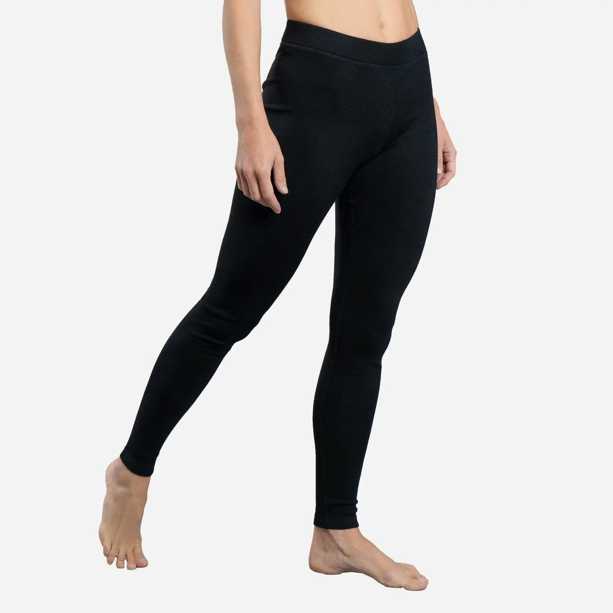 Women's Alpaca Wool Leggings: 420 Midweight color black