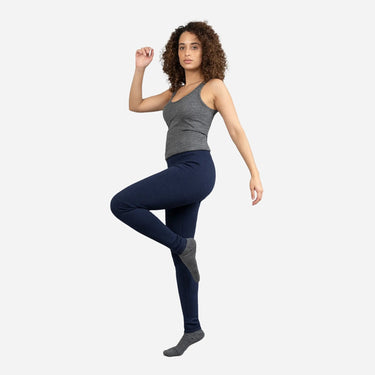 Women's Alpaca Wool Leggings: 420 Midweight color navy blue