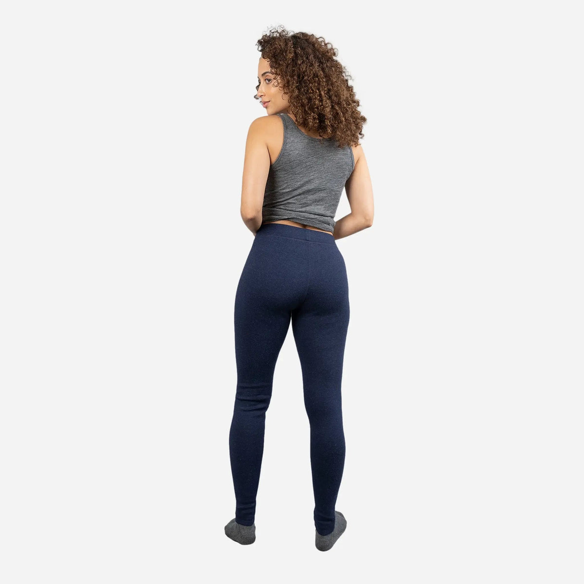 Women's Alpaca Wool Leggings: 420 Midweight color navy blue