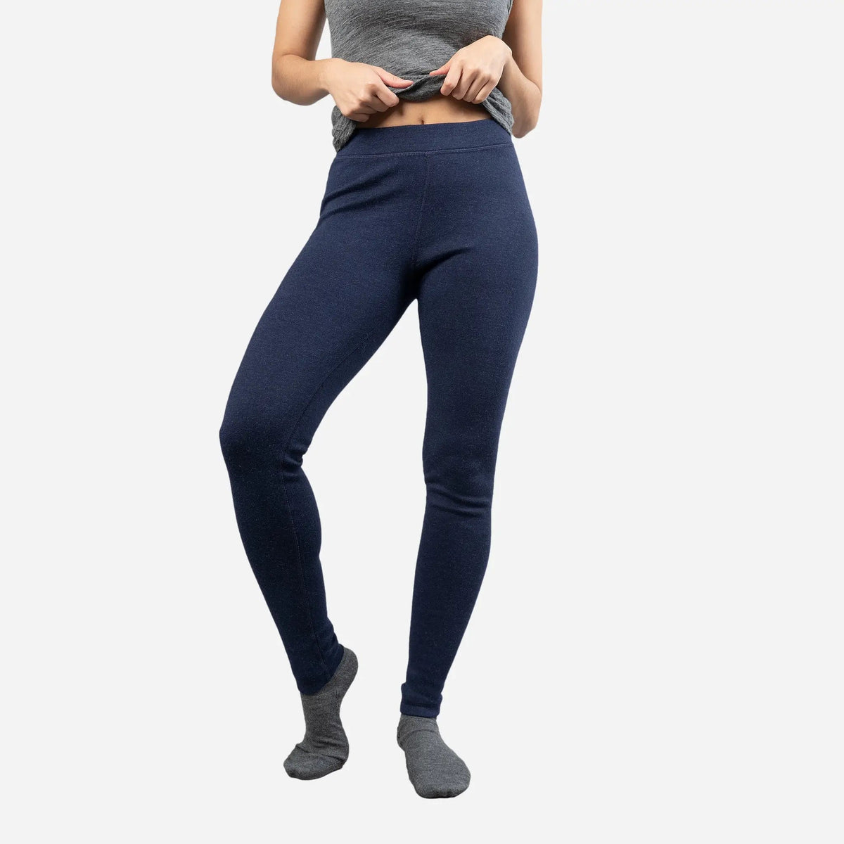 Women's Alpaca Wool Leggings: 420 Midweight color navy blue