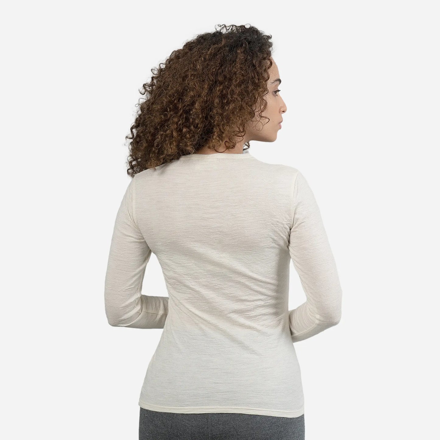 Women's Alpaca Wool Long Sleeve Shirt: 160 Ultralight color Undyed