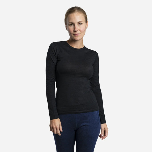 Active Comfort Womens Alpaca Wool Long Sleeve Shirt 160 Ultralight color black