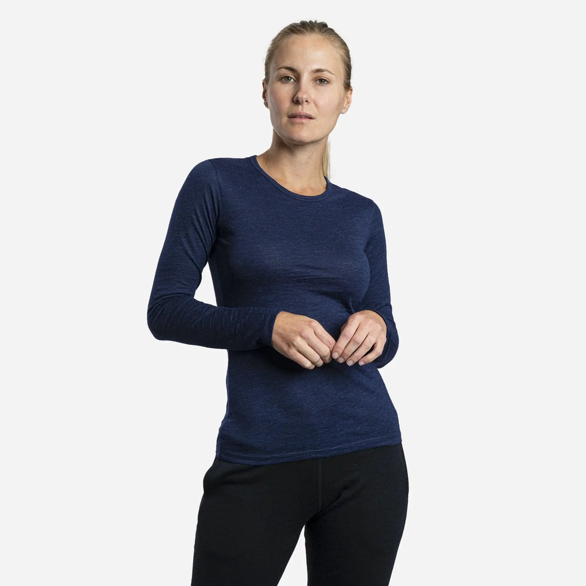 Women's Alpaca Wool Long Sleeve T-Shirt: 160 Ultralight color navy blue