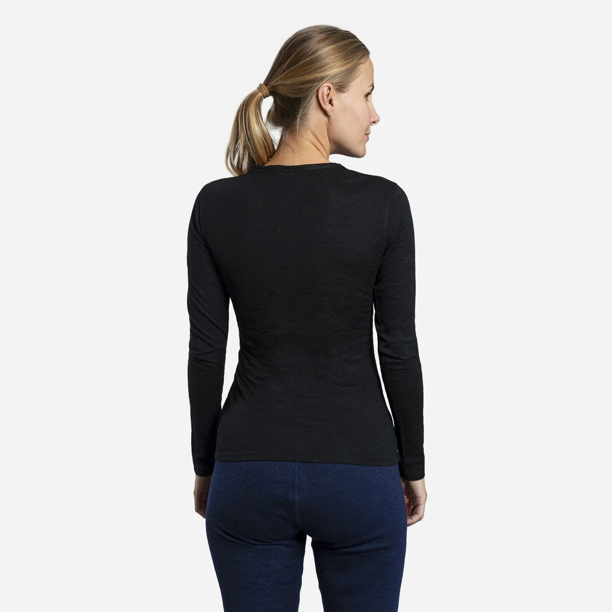 Women's Alpaca Wool Long Sleeve T-Shirt: 160 Ultralight color black