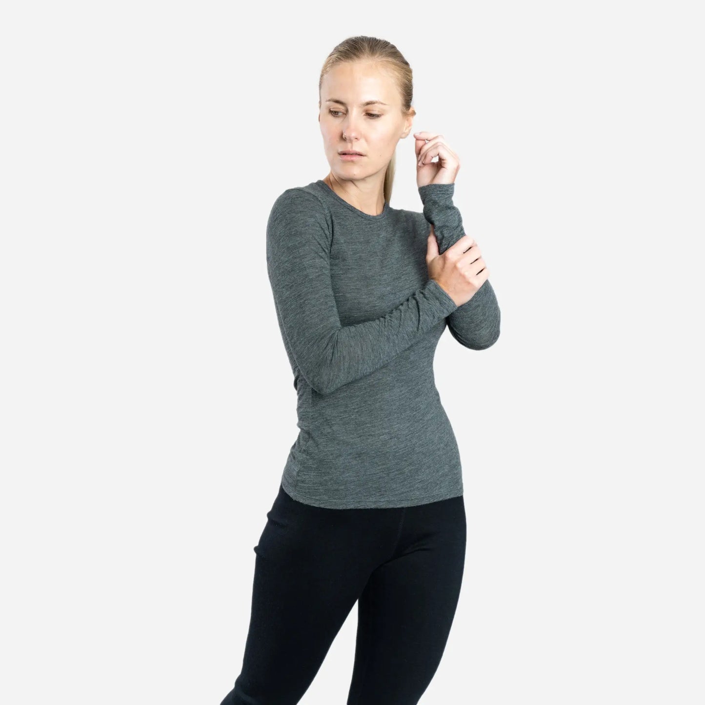 Women's Alpaca Wool Long Sleeve Shirt: 160 Ultralight color gray