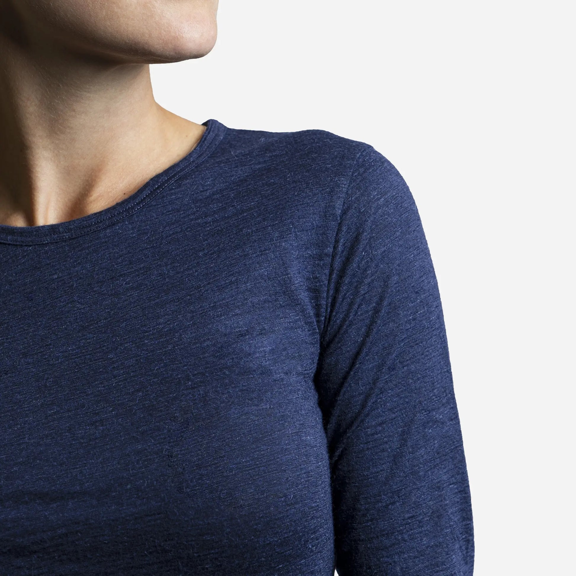 Women's Alpaca Wool Long Sleeve Shirt: 160 Ultralight color navy blue