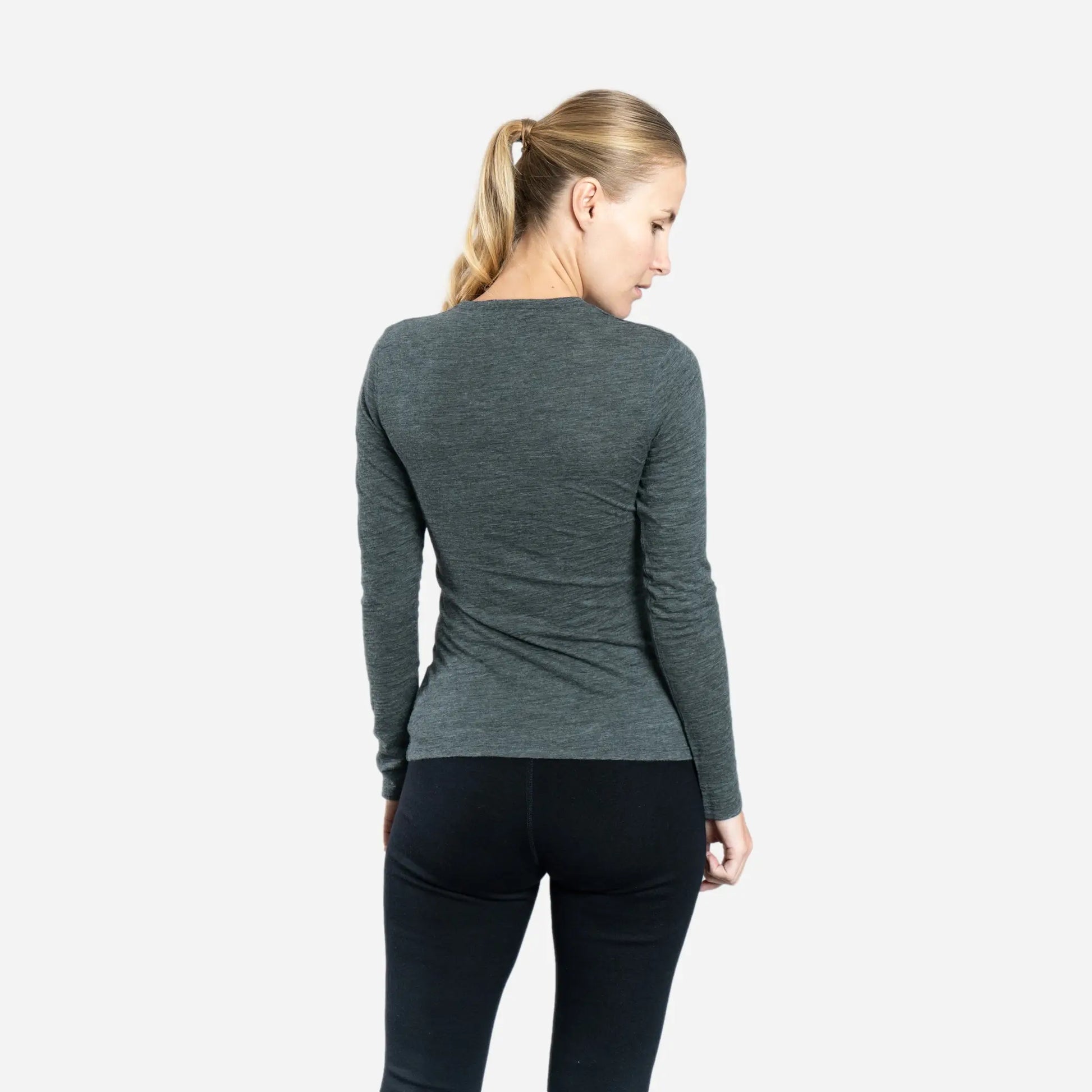 Women's Alpaca Wool Long Sleeve Shirt: 160 Ultralight color gray