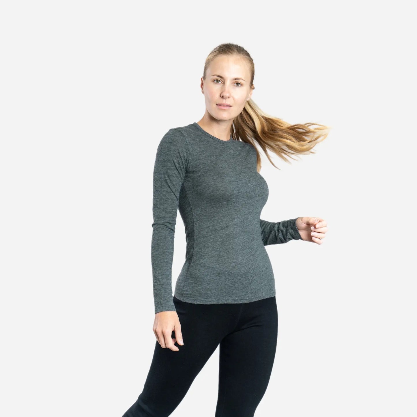 Women's Alpaca Wool Long Sleeve Shirt: 160 Ultralight color gray