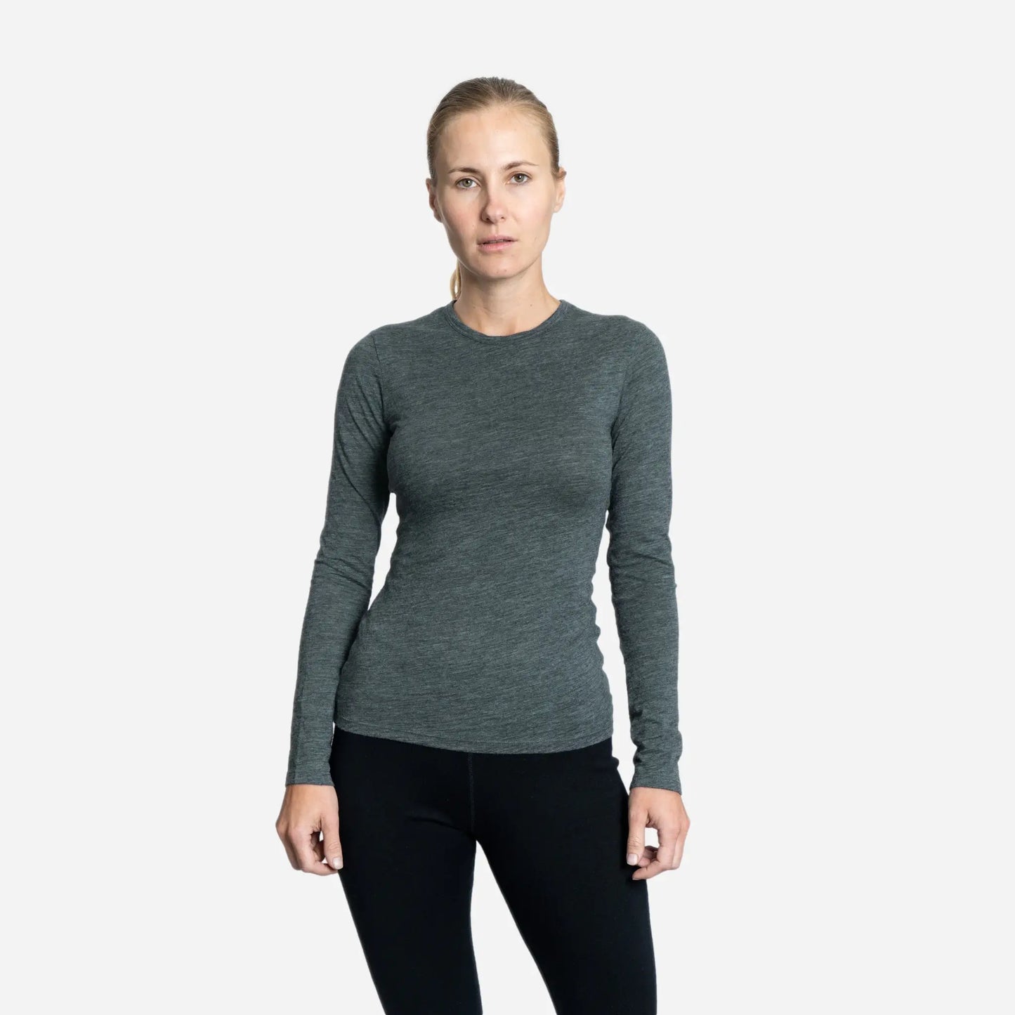 Women's Alpaca Wool Long Sleeve Shirt: 160 Ultralight color gray