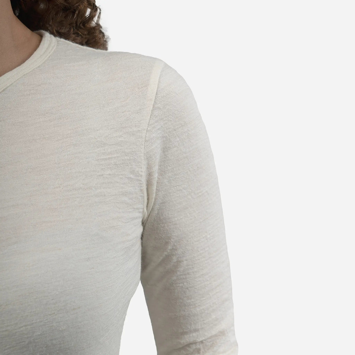 Women's Alpaca Wool Long Sleeve T-Shirt: 160 Ultralight color undyed