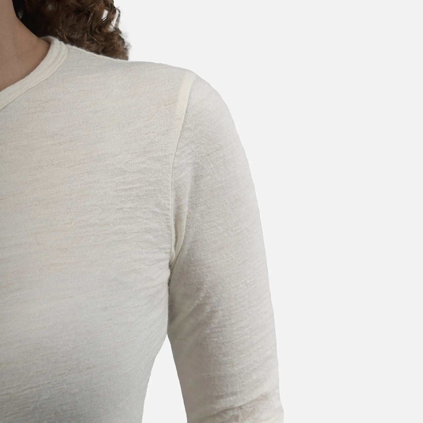 Women's Alpaca Wool Long Sleeve Shirt: 160 Ultralight color Undyed