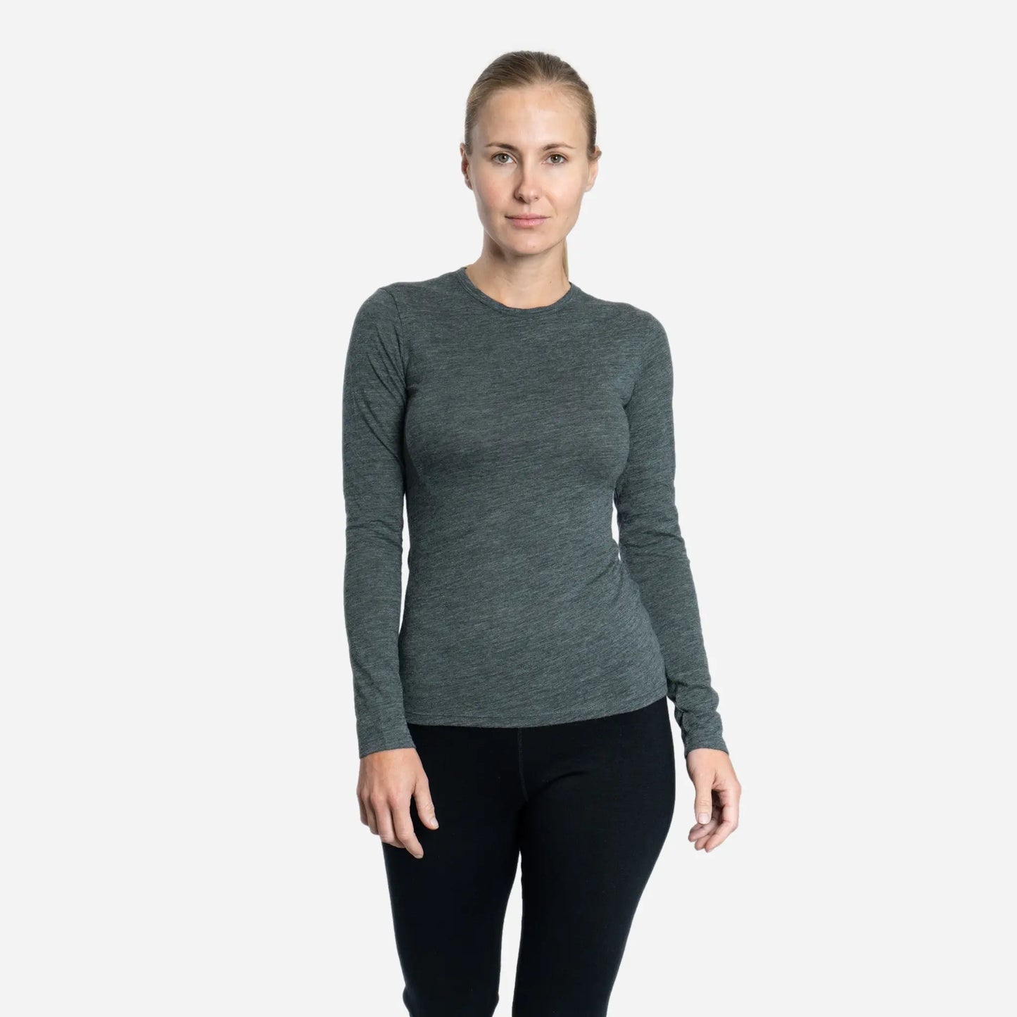 Women's Alpaca Wool Long Sleeve Shirt: 160 Ultralight color gray