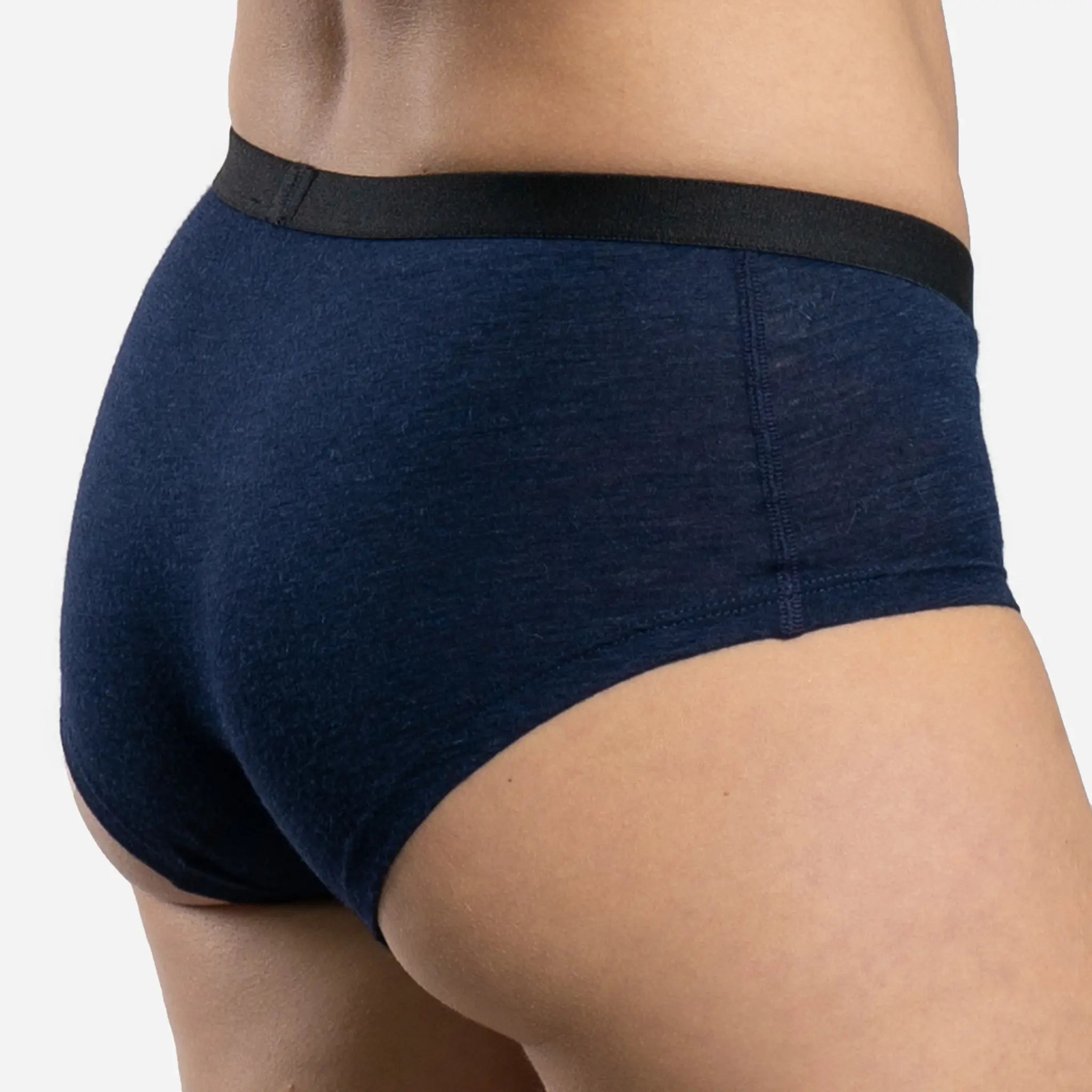 Sweat Wicking Womens Alpaca Wool Panties 160 Ultralight color navy blue