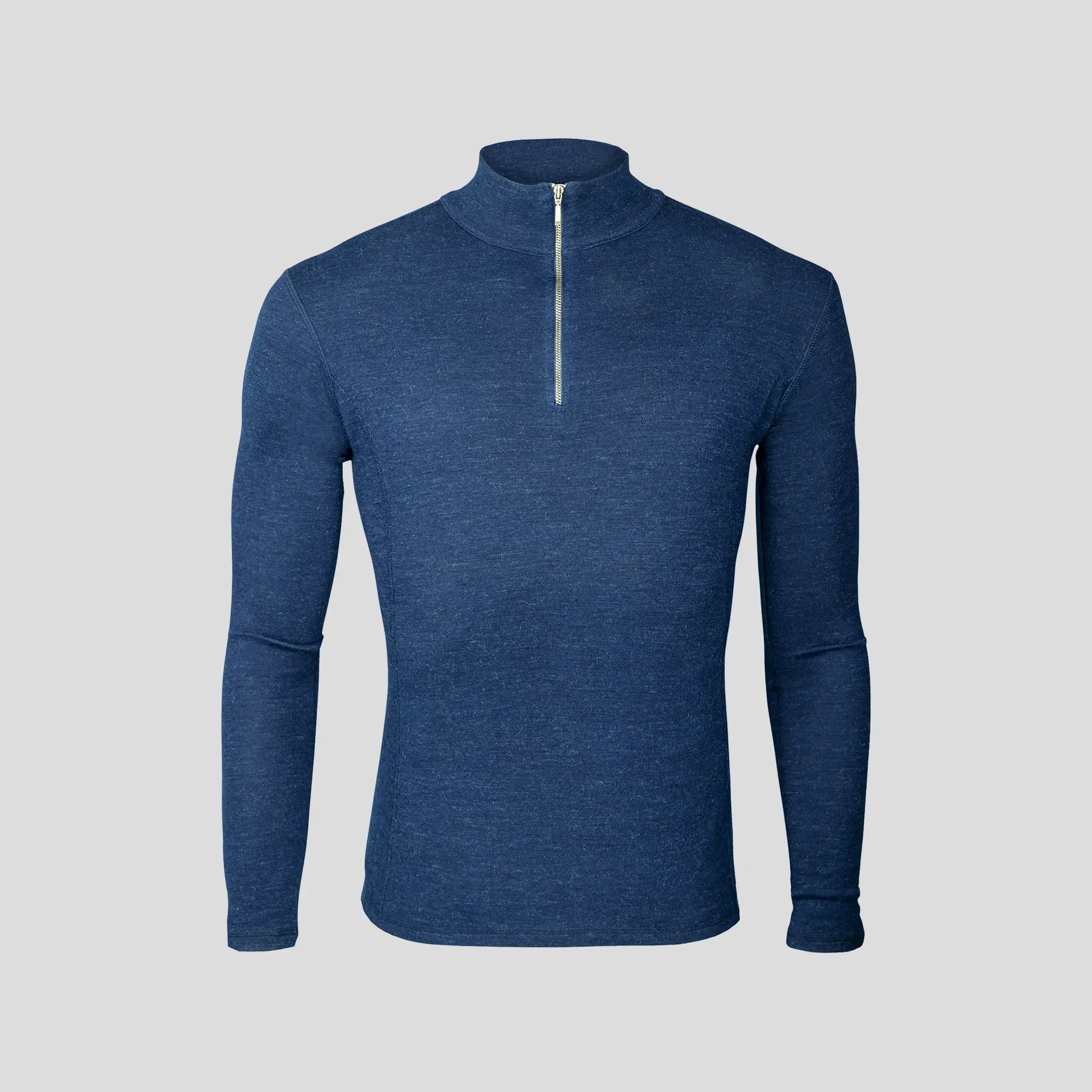 Men's Alpaca Wool Base Layer: 300 Lightweight Half-Zip color Natural Blue