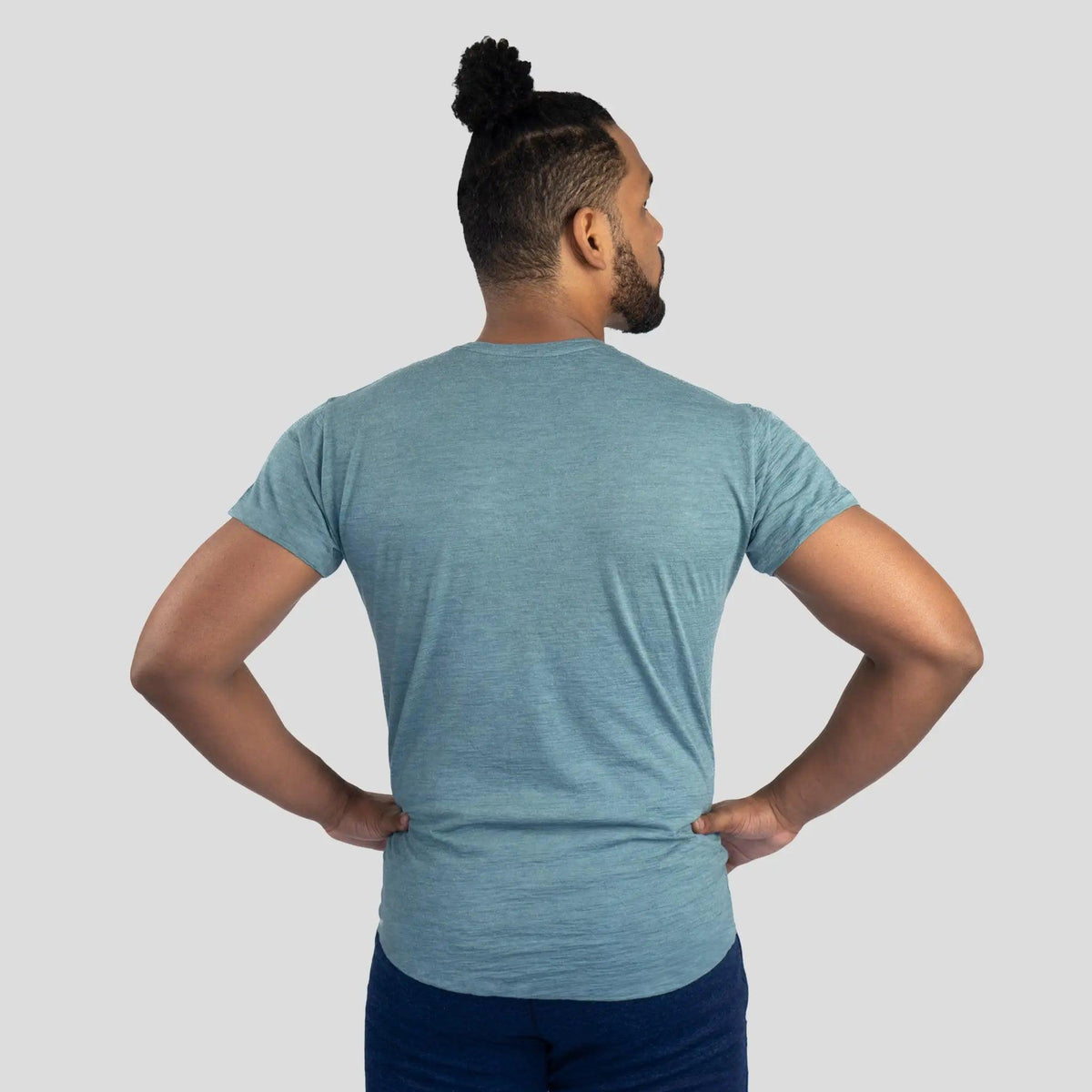 Men's Alpaca Wool T-Shirt: 160 Ultralight Crew Neck color Natural Turquoise
