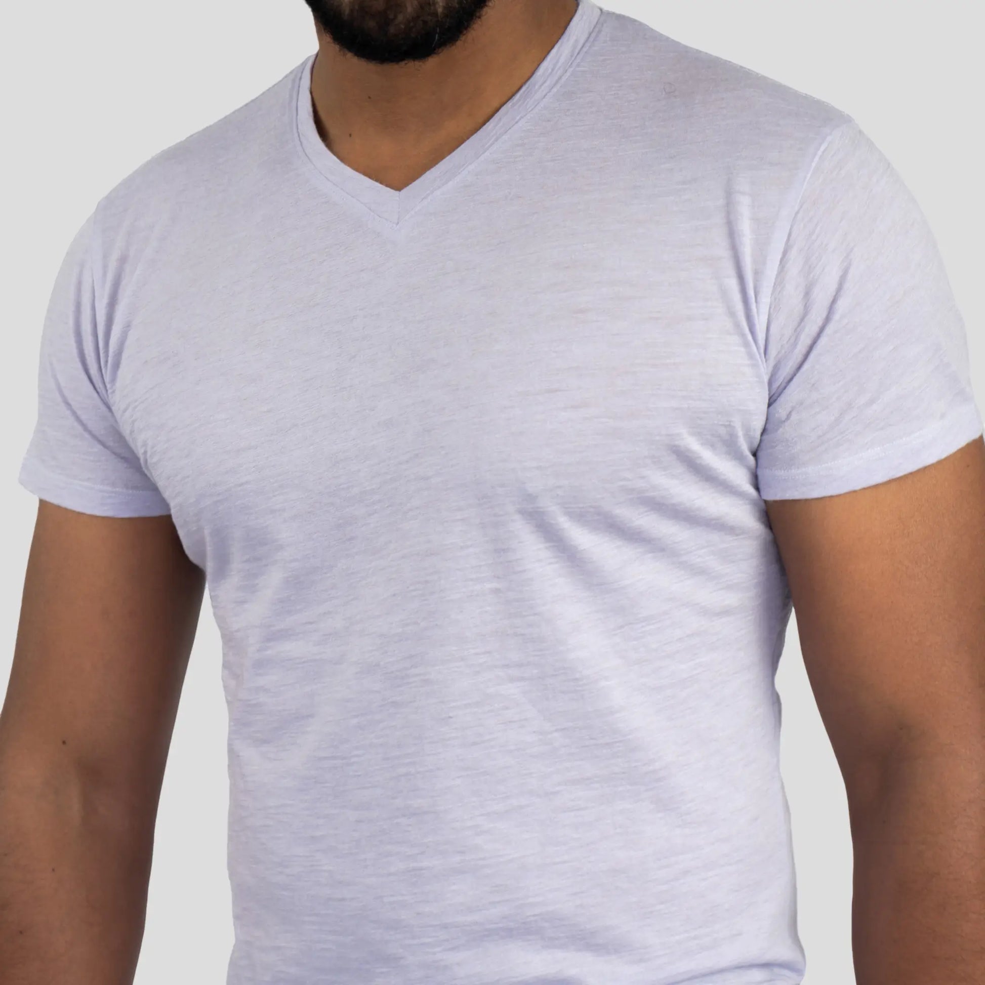 Men's Alpaca Wool Shirt: 160 Ultralight V-Neck color Lilac