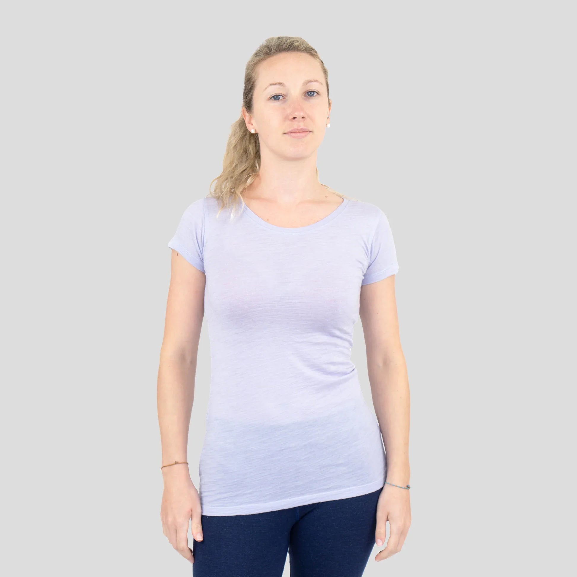 Women's Alpaca Wool T-Shirt: 160 Ultralight Crew Neck color Lilac
