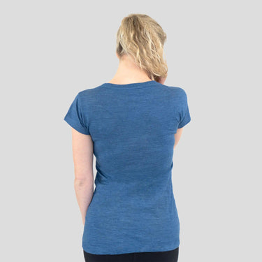Women's Alpaca Wool T-Shirt: 160 Ultralight Crew Neck Color Natural Blue