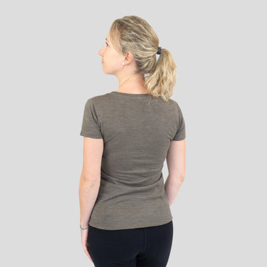 Women's Alpaca Wool T-Shirt: 160 Ultralight Crew Neck color natural charcoal
